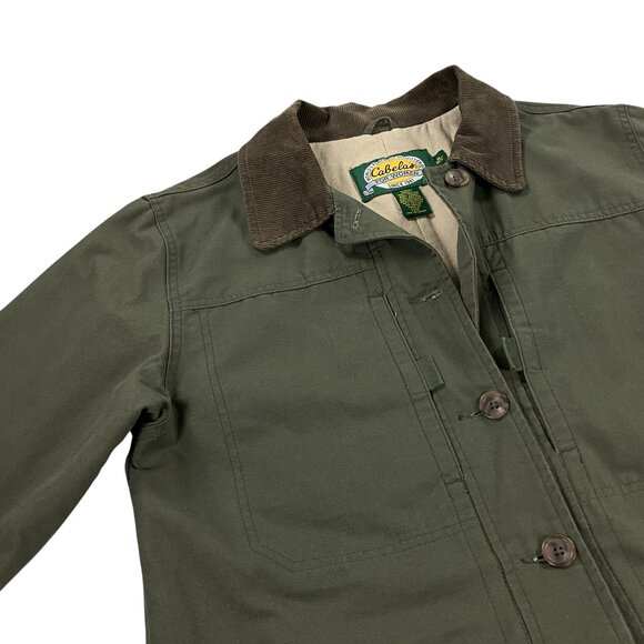Cabelas Canvas Barn Chore Coat Field Jacket Womens Size M Corduroy Collar Green - Picture 2 of 11